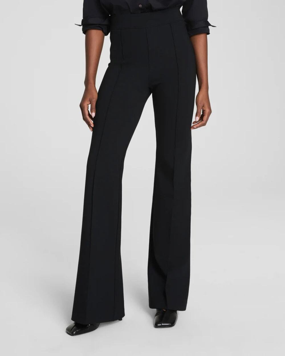 SPANX Black Ponte Flare Pants Womens XS PerfectFit Pull On Seam High Rise